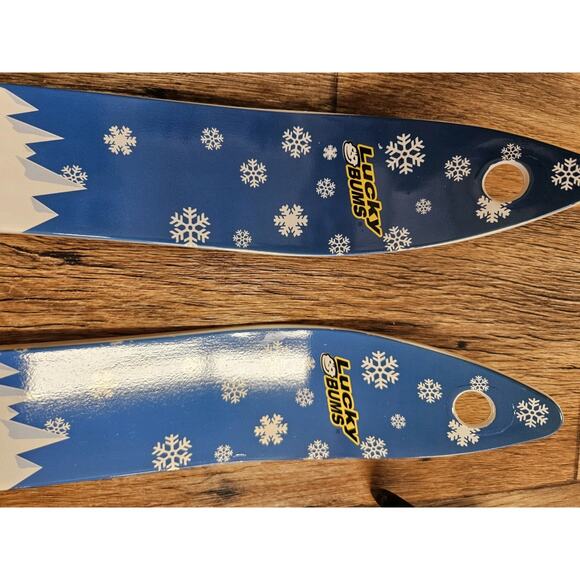 Lucky Bums Toddler Kids Beginner Plastic Snow Skis Adjustable Bindings Blue 70cm - Picture 5 of 9